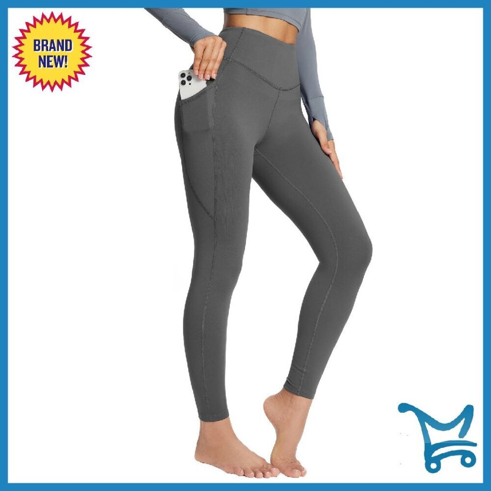 Women's Fleece Lined Leggings with Pockets, High Waisted Thermal Yoga Pants